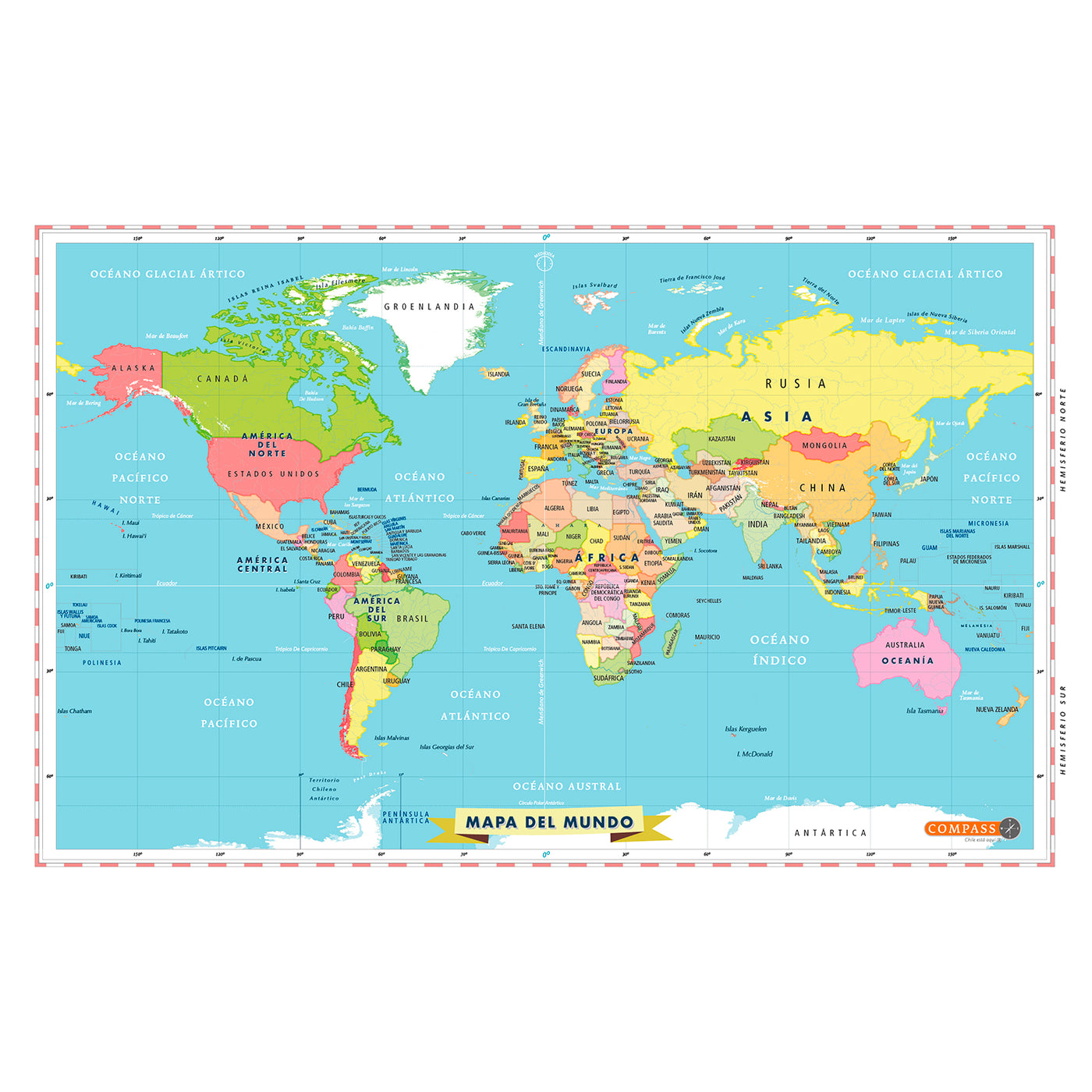 Mapa del mundo con nombres de países - MapaMundi